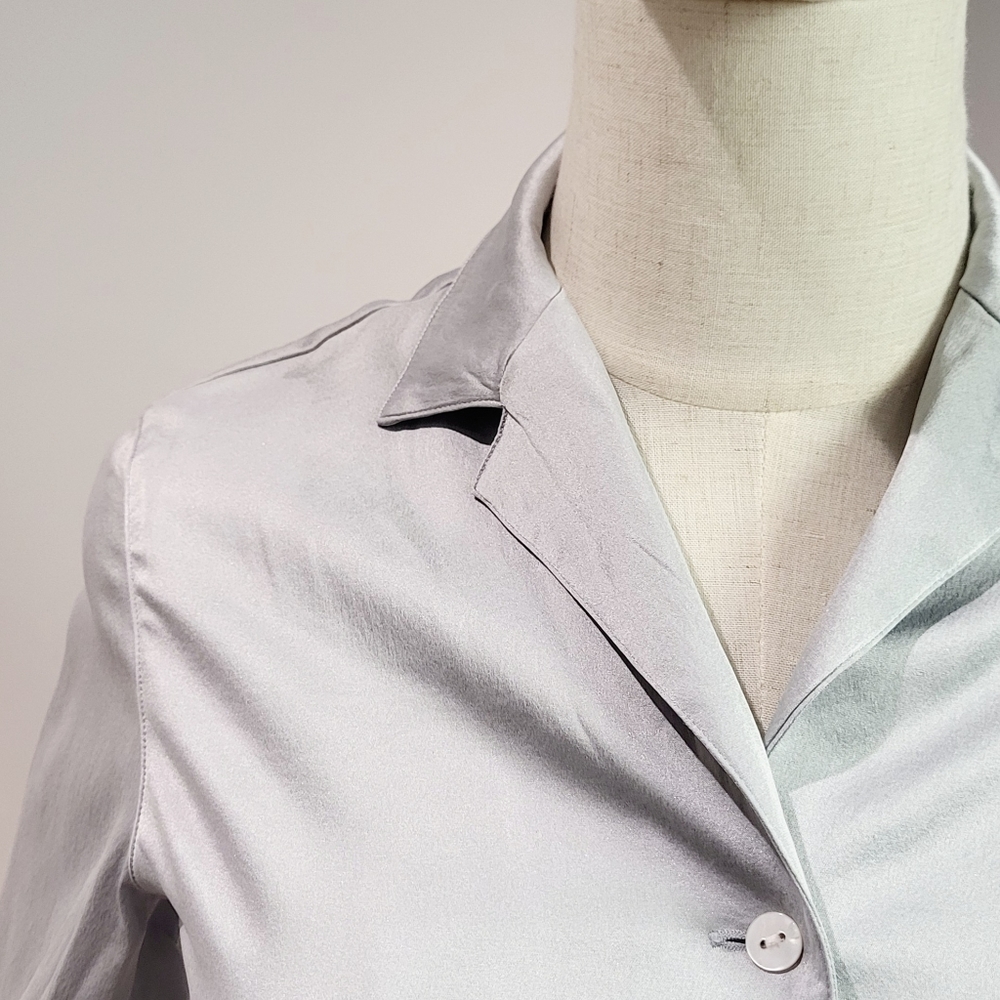 Norton McNaughton Silver Grey Silk Blouse New With Tags NWT